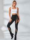 Cross Back Bow Tie Mesh Panel Buckle Detail Fitness Workout Tracksuit
