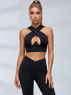 Cross Halter Cutout V Waist Fitness Set