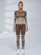 Seamless Print Long Sleeve Fitness Set
