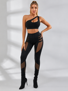 Super Sexy Cutout One Shoulder Mesh Buckle High Waist Hip-lift Tracksuit