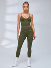 Contrast Thin Strap Y-Back Fitness Leggings Set
