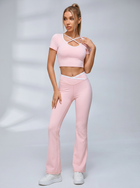 Criss Cutout Short Sleeve Flared Leggings Set