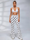 Polka Dot Halter Flared Leggings Set