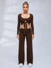 Tie Front Ballet Style Flared 3‑Piece Leggings Set
