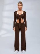 Tie Front Ballet Style Flared 3‑Piece Leggings Set
