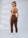 Contrast Double Strap Sports Bra Leggings Set