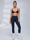 Contrast Double Strap Sports Bra Leggings Set