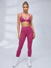 Contrast Double Strap Sports Bra Leggings Set