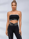Sport Letter Bandeau Crisscross Waist Leggings Set