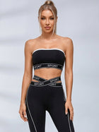 Sport Letter Bandeau Crisscross Waist Leggings Set