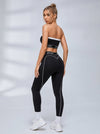 Sport Letter Bandeau Crisscross Waist Leggings Set