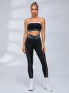 Sport Letter Bandeau Crisscross Waist Leggings Set