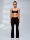 Contrast Trim Halter Drawstring Flared Leggings Set
