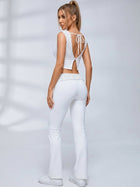 Polka Dot Tie‑Back Cutout Flared Leggings Set