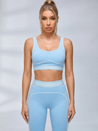 Contrast Piping Seam Workout Leggings Set