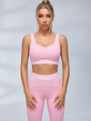 Contrast Piping Seam Workout Leggings Set