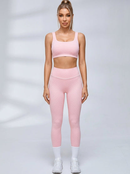 Polka Dot Cross‑Back Workout Leggings Set