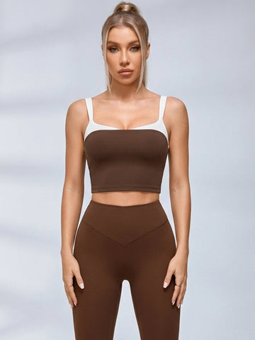 Color Block Crop Tank Leggings Set