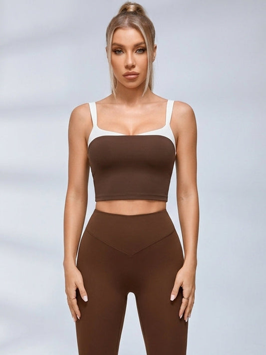 Color Block Crop Tank Leggings Set