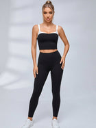 Color Block Crop Tank Leggings Set