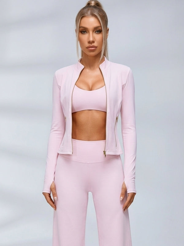 Zip‑Up Layering Flared Leggings 3‑Piece Set