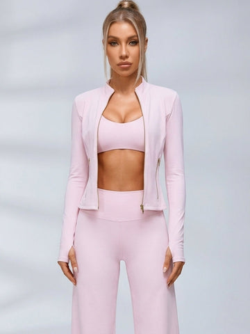 Zip‑Up Layering Flared Leggings 3‑Piece Set