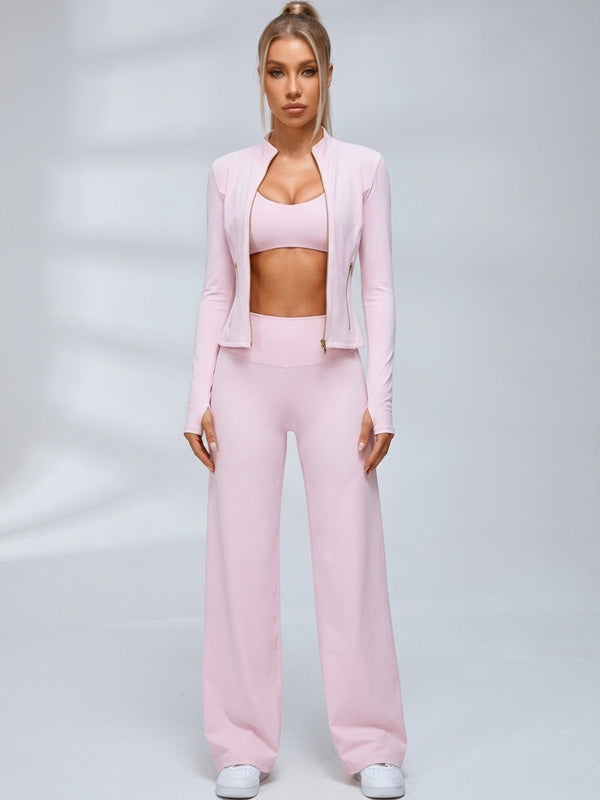 Zip‑Up Layering Flared Leggings 3‑Piece Set
