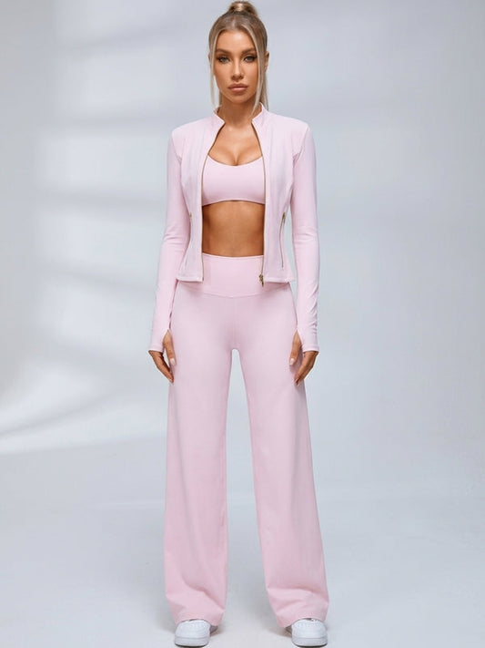 Zip‑Up Layering Flared Leggings 3‑Piece Set