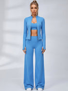 Zip‑Up Layering Flared Leggings 3‑Piece Set