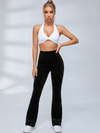 Twist Halter Polka Dot Flared Leggings Set
