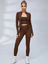 Zip‑Up Cropped Jacket Leggings 3‑Piece Set