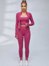 Zip‑Up Cropped Jacket Leggings 3‑Piece Set