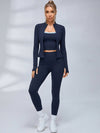 Zip‑Up Cropped Jacket Leggings 3‑Piece Set