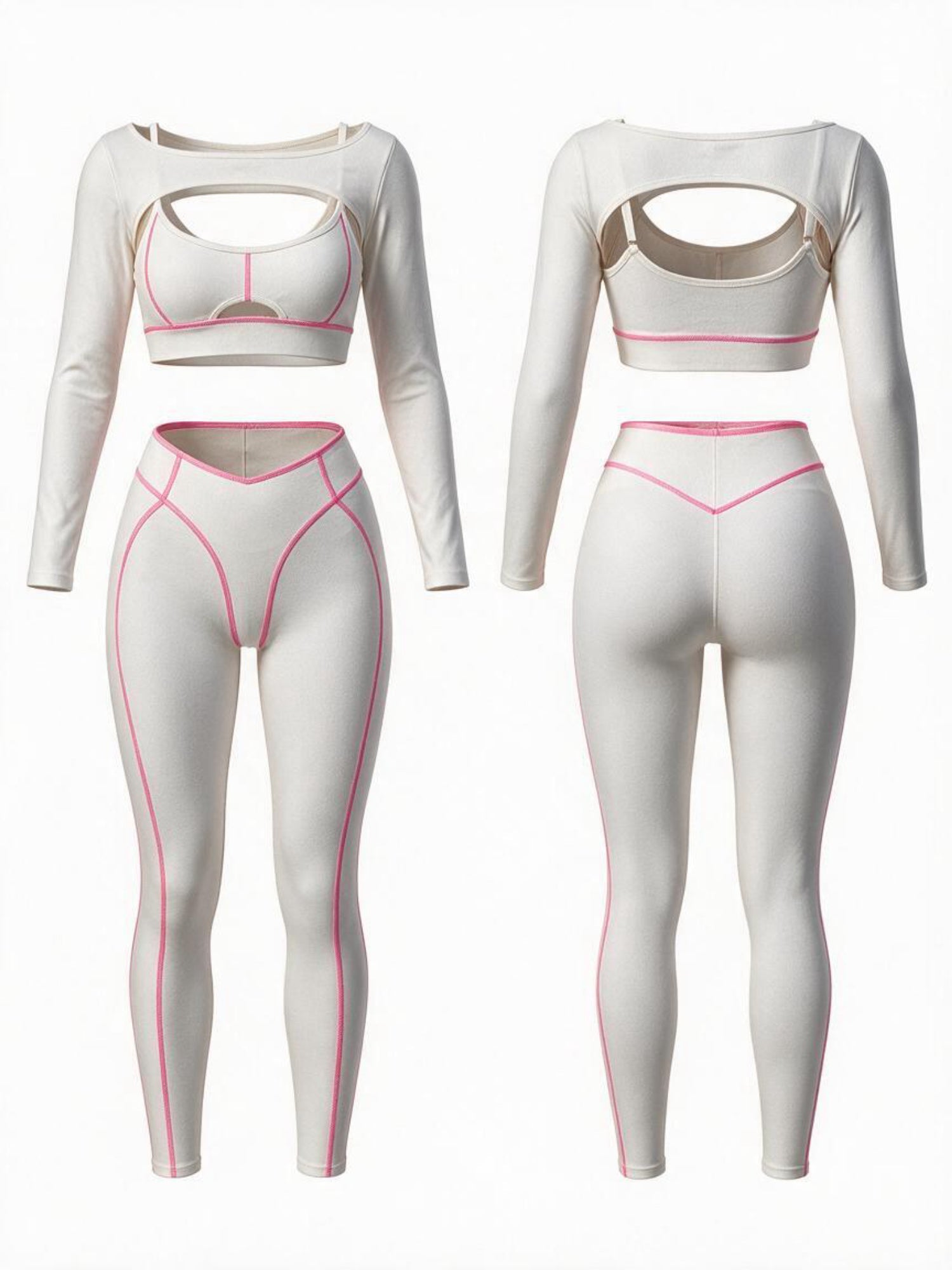 Long Sleeve Shrug Sports Bra Leggings Yoga Set