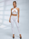 Letter Waistband Yoga Bra & Leggings 2 Piece Set