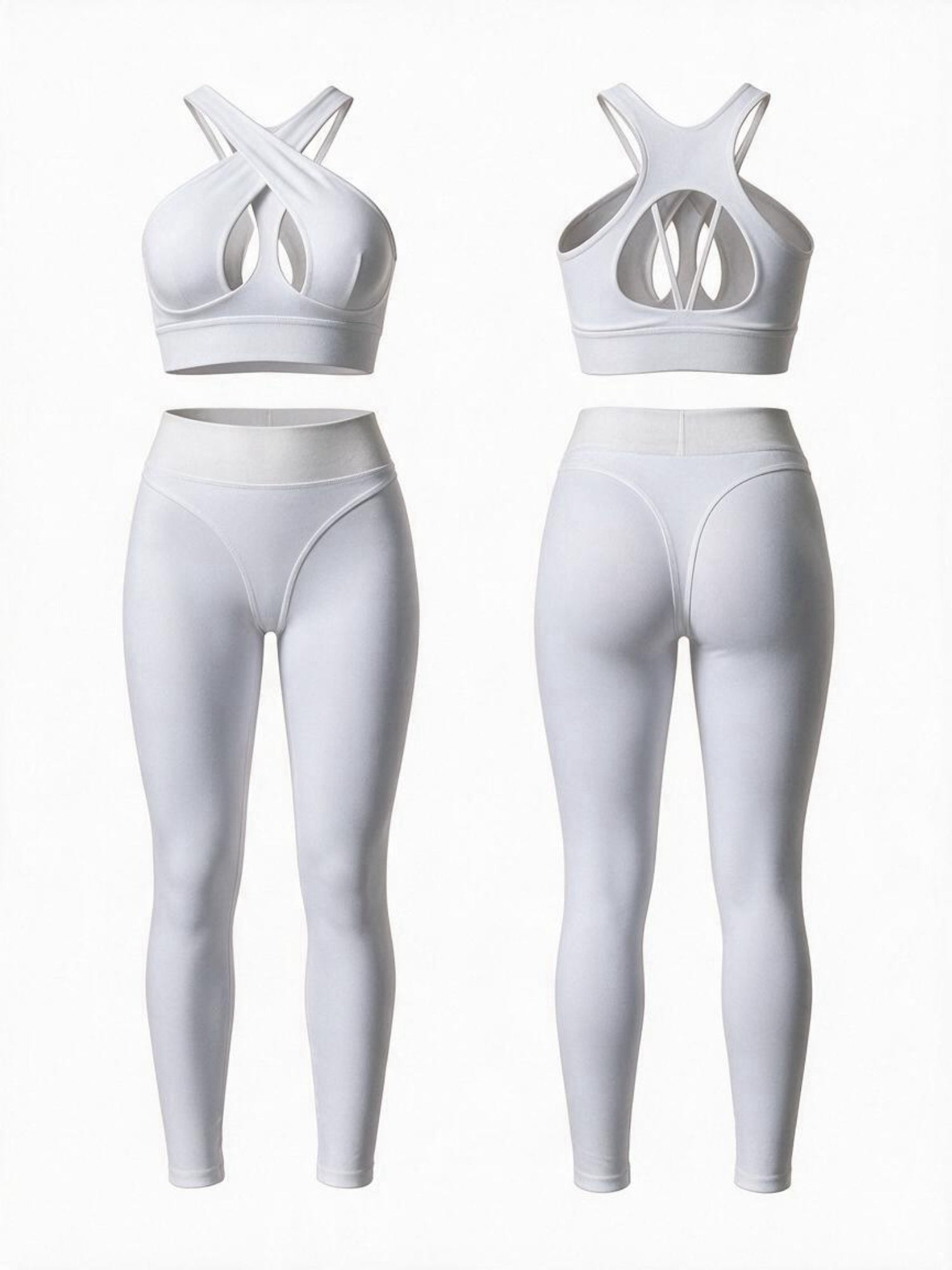 Letter Waistband Yoga Bra & Leggings 2 Piece Set