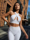 Letter Waistband Yoga Bra & Leggings 2 Piece Set