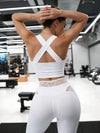 Cross Halter Cutout Crop Top Lace Flare Pants 2‑Piece Set