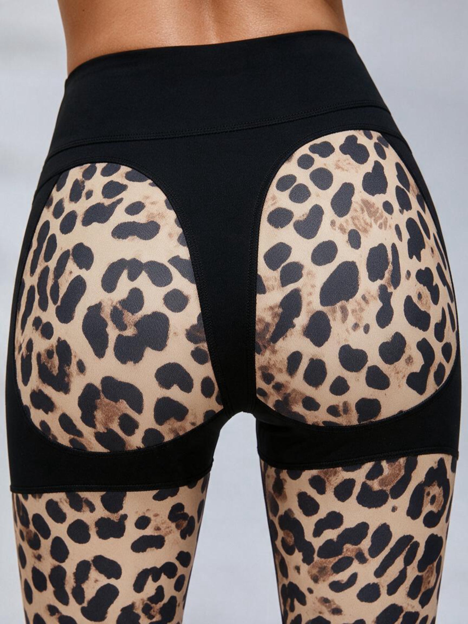 Spliced Leopard Gym 2‑Piece Outfit Slim Fit