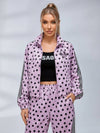 Polka Dot Zip‑Up Jacket Wide Leg Pants 2‑Piece Tracksuit