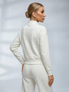 Stand Collar Button Sweatshirt Wide Leg Pants Set