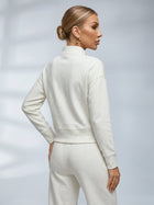 Stand Collar Button Sweatshirt Wide Leg Pants Set