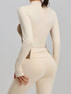 Stand Collar Long Sleeve Shaping Workout 2 Piece Set