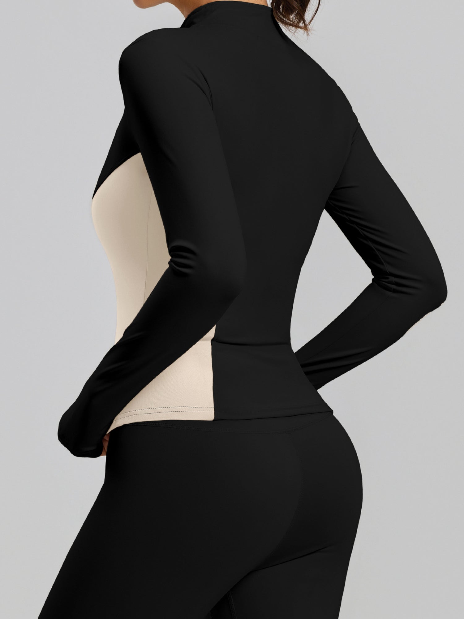Stand Collar Long Sleeve Shaping Workout 2 Piece Set