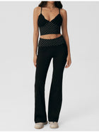 Polka Dot Lace Cami & Flare Pants 2 Piece Set