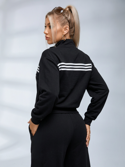 Streetwear Contrast Stripe Zip Jacket Sweatsuit