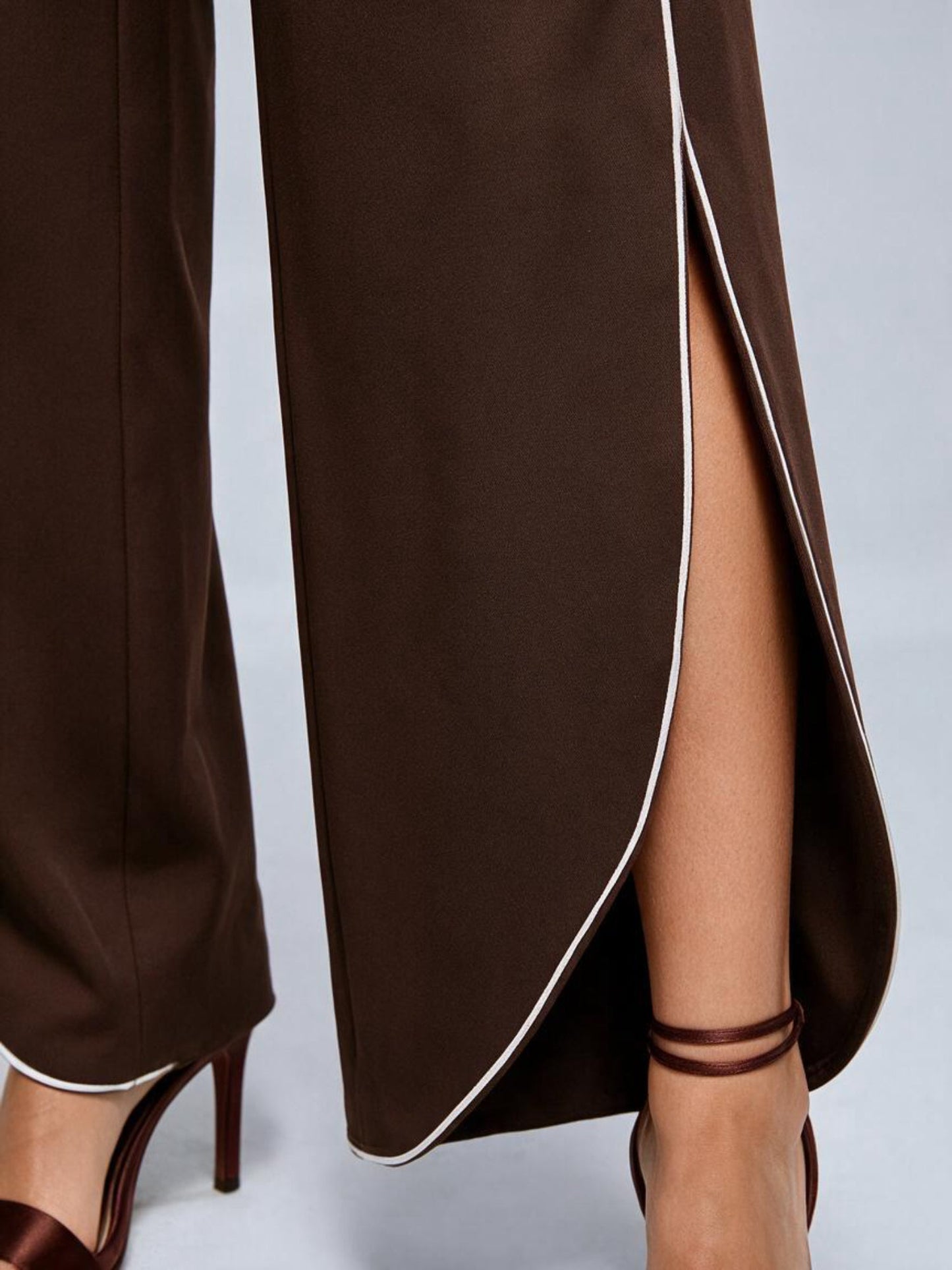 V-Neck Corset Crop Top Split Wide Leg Pants 2 Piece Set