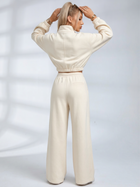 Half Zip Stand Collar Corset Sweatshirt Side Stripe Wide Leg Pants 2 Piece Set