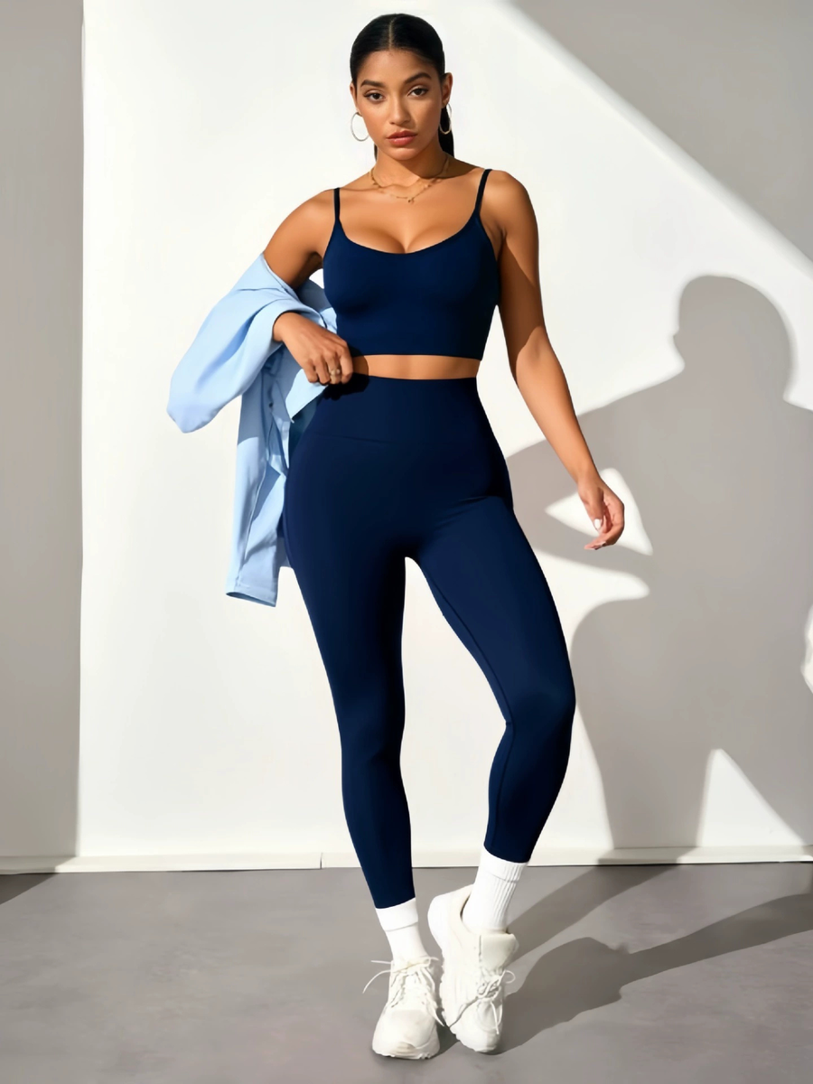Off Shoulder Crop Top & High Waist Leggings 3 Piece Set