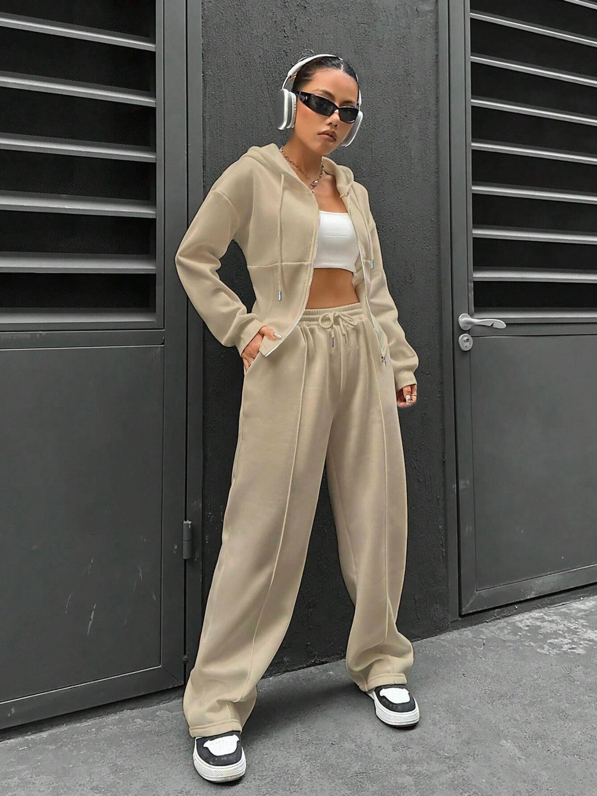 Casual Hooded Tracksuit Soft Loose 2 Piece Outfit